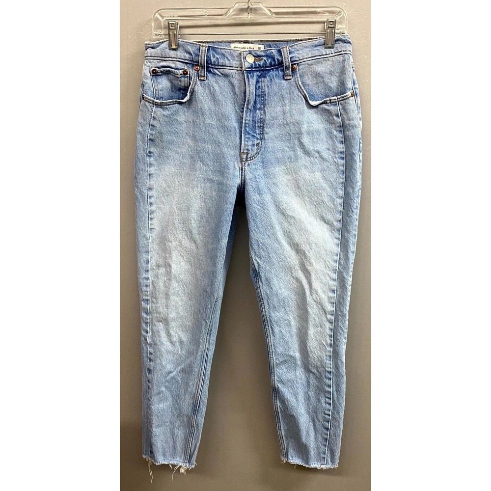 Abercrombie & Fitch Skinny Jeans Womens 12 Blue High Rise Raw Hem Casual Wear